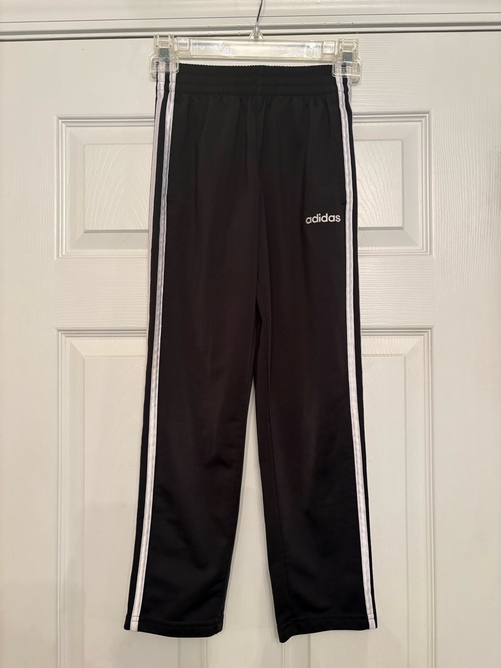 adidas Kids Black Joggers with White Side Stripes